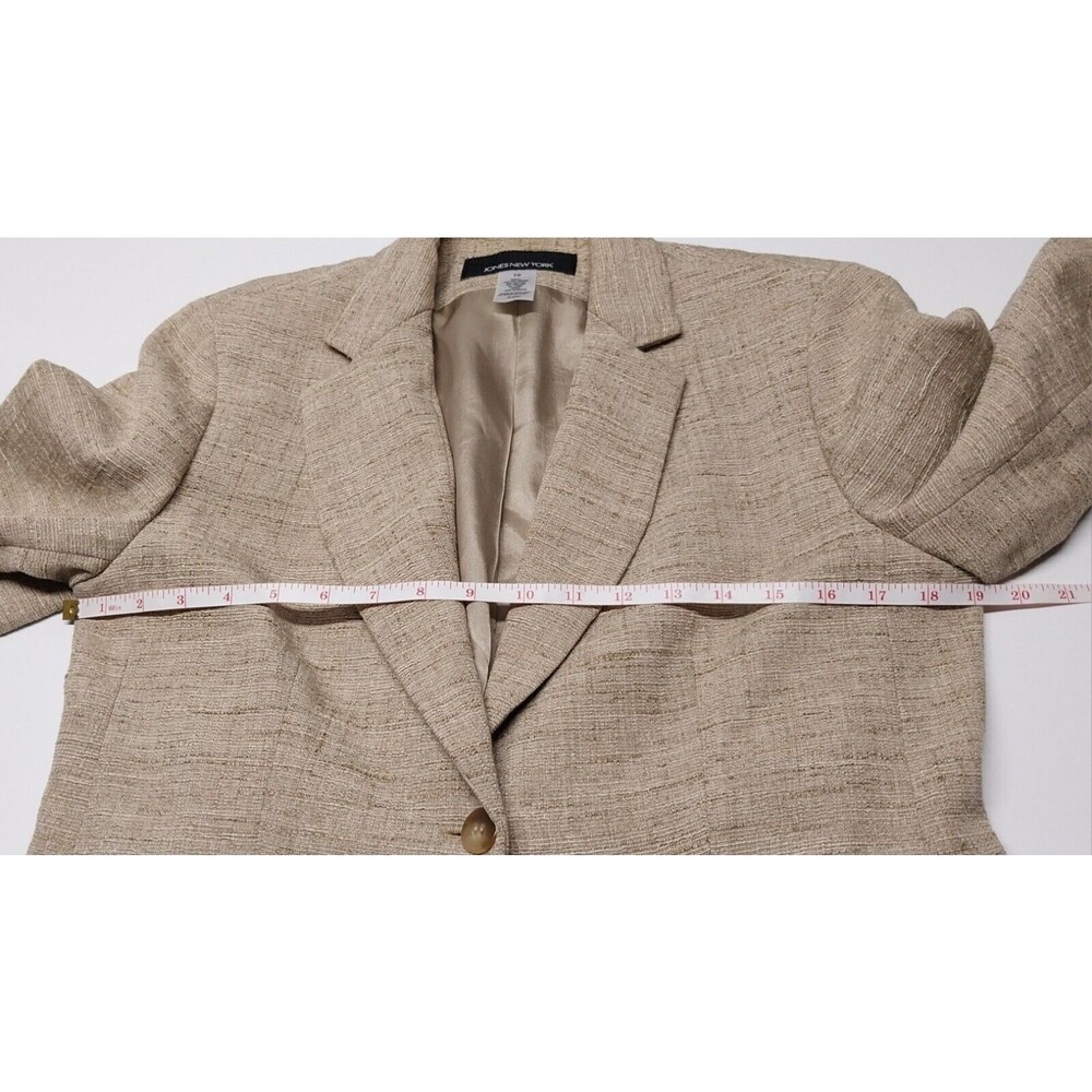 Jones New York Tan Brown Womens Blazer Size 10 Linen Blend Jacket Length 25" GUC - Picture 6 of 12
